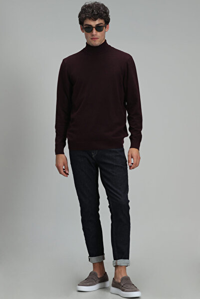 Lufian Point Half Fisherman Men's Sweater Claret Red