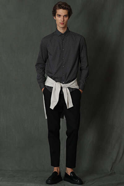 Lufian Felix Мъжка базова риза Comfort Slim Fit Black