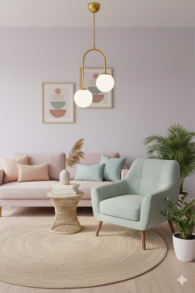 Luzarana Mira Avize Modern Metal 2’li Sarı Avize Beyaz Renk Cam Başlıklı Salo...