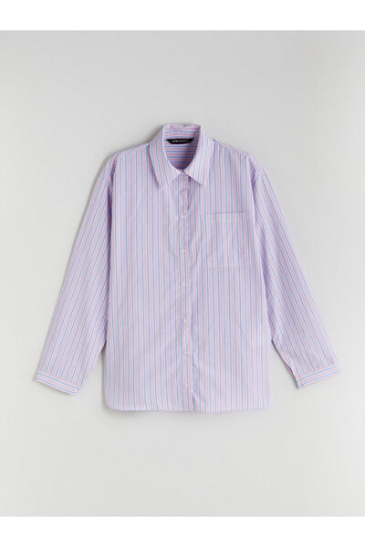 LC Waikiki Νέα σεζόν ριγέ υπερμεγέθη γυναικείο πουκάμισο ποπλίνα - S5MP95Z8