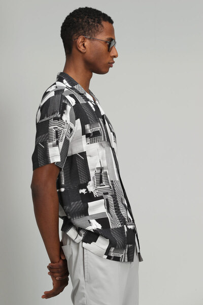 Lufian Veron Erkek Smart Gömlek Resort Fıt Siyah