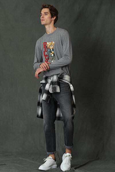 Lufian Ανδρικό παντελόνι Donovan Smart Jean Slim Fit ανοιχτό γκρι