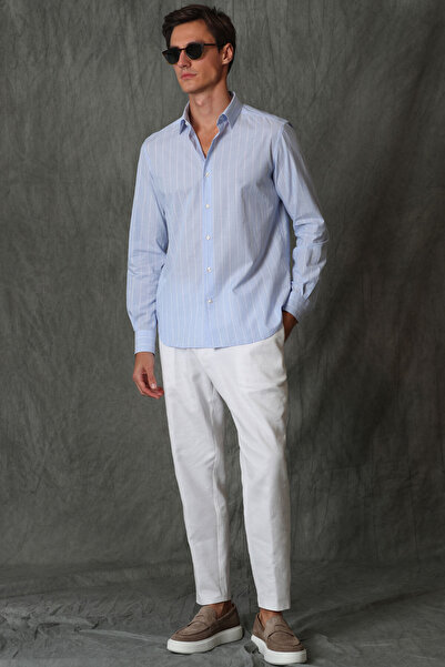 Lufian Kasıde Men's Smart Shirt Comfort Fit Blue