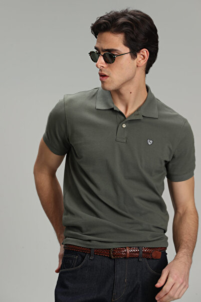 Lufian Ανδρικό αθλητικό μπλουζάκι Polo Olive Green Laon