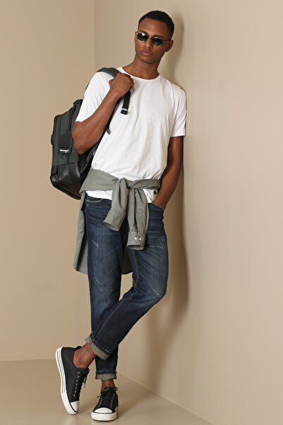 Lufian Ανδρικό μπλουζάκι Junya Basic λευκό