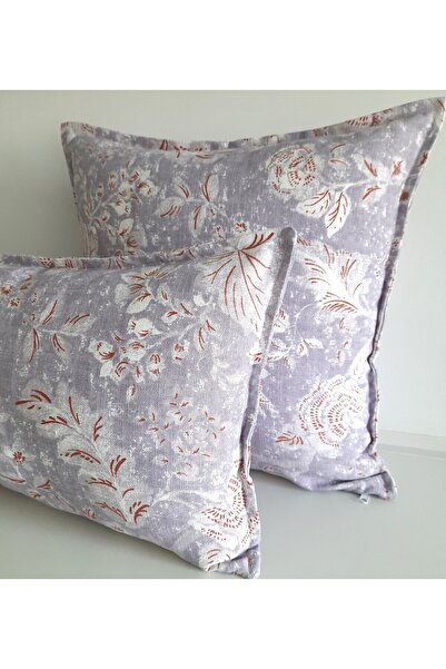 Fabric by Gülçin KETEN KUMAŞ LİLA-MOR ÇİÇEK DESEN KIRLENT KILIFI