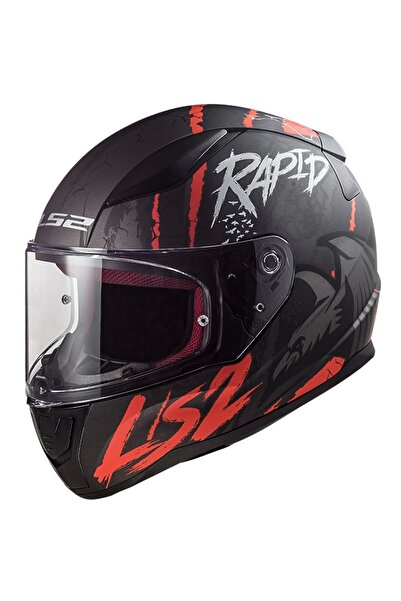 LS2 RAPID RAVEN MAT SİYAH-BEYAZ-KIRMIZIKASK