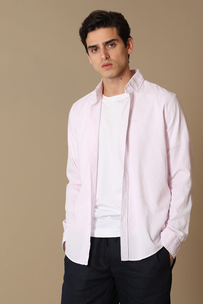 Lufian Lora Erkek Smart Gömlek Comfort Slim Fit Pembe