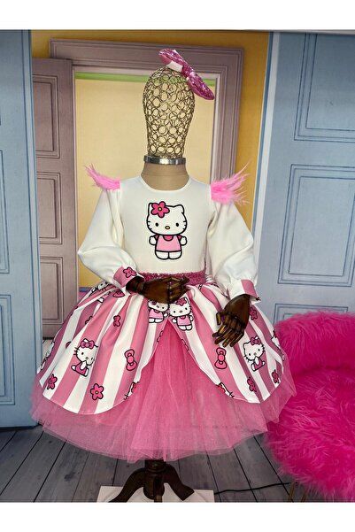 NA ADDESIGN Hello Kitty Elbise, Hello Kitty Pembe Elbise