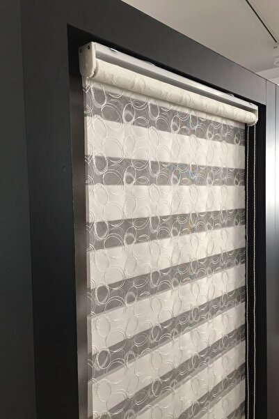 CLARISS HOME Zebra Perde Işlemeli Nakış Desenli Krem