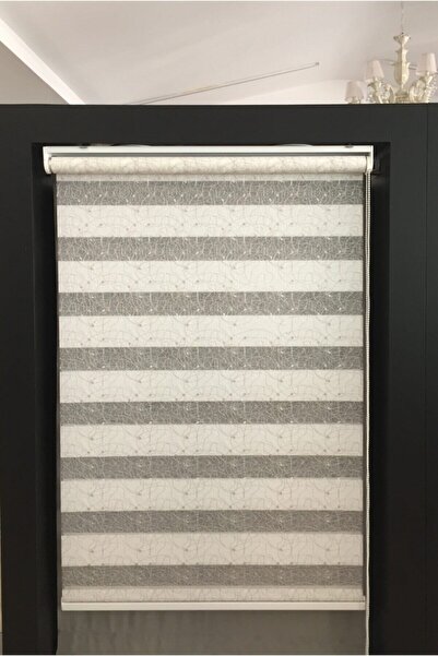 CLARISS HOME Zebra Perde Işlemeli Nakış Desenli Pudra Beyaz