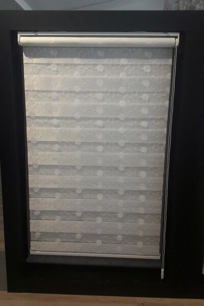 CLARISS HOME Işlemeli Zebra Perde Krem