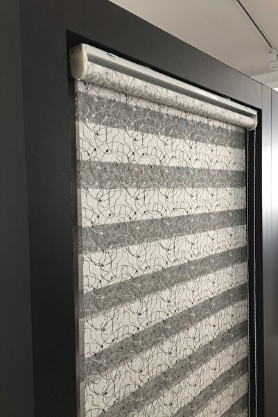 CLARISS HOME Zebra Perde Işlemeli Nakış Desenli Siyah Beyaz