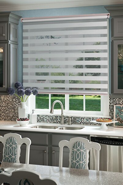 CLARISS HOME Zebra Stor Perde Düz Beyaz Mutfak Salon Balkon