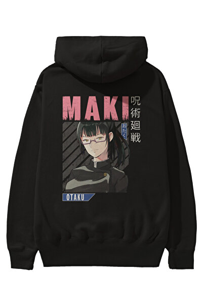 Ankhises Maki Zenin CHAINSAWMAN 1 Аніме з принтом на спині Чорний оверсайз ху...