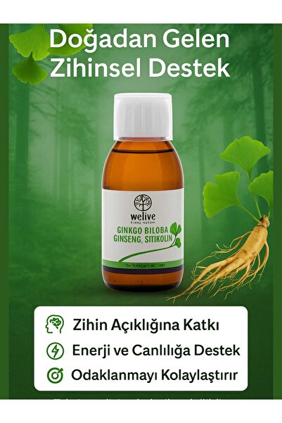 Welive Gınkgo Biloba Ginseng Sitikolin Sıvı Takviye Edici Gıda 150 Ml