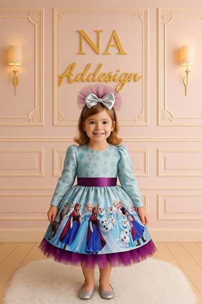 NA ADDESIGN Kız Çocuk Elsa Karlar Kraliçesi Elbise
