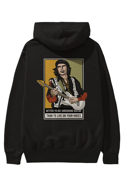 Ankhises Che Guevara Hendrix Leđa Štampano Crna Oversize kroj Sa kapuljačom D...