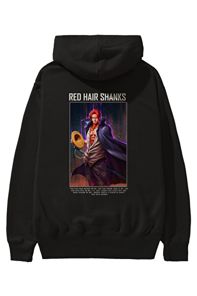 Ankhises Shanks Anime з принтом на спині Чорний оверсайз худі з капюшоном для...