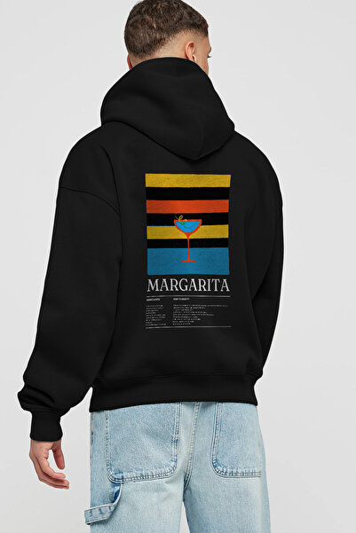 Ankhises هودي أسود كبير الحجم مطبوع عليه كوكتيل مارغريتا من الخلف، سويت شيرت ...