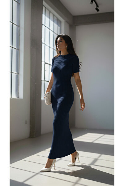 Denivy Vücuda Oturan Ribana Triko Elbise