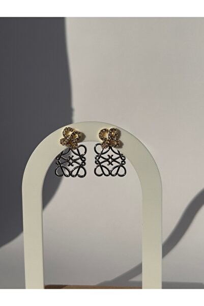 Vink Cu Taşlı Marka Küpe Çift Renkli