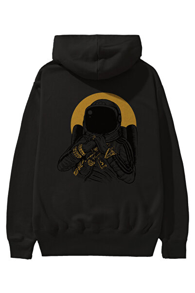 Ankhises Space Dee Jay Back Printed Μαύρο Φούτερ με κουκούλα Oversize Ανδρικά...