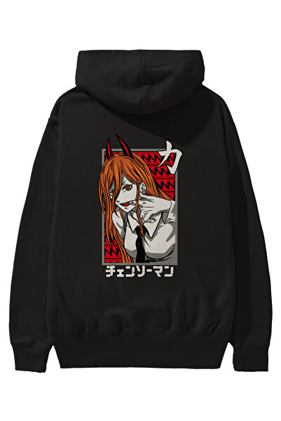 Ankhises CHAINSAWMAN POWER Аніме з принтом на спині Чорний оверсайз-светр з к...