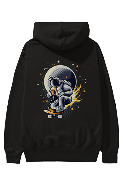 Ankhises Astro Coffee Addict Back Štampano Crna Oversize kroj Sa kapuljačom D...