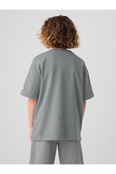 GAP Erkek Çocuk Gri Gap Logo Grafikli Kısa Kollu Sweatshirt