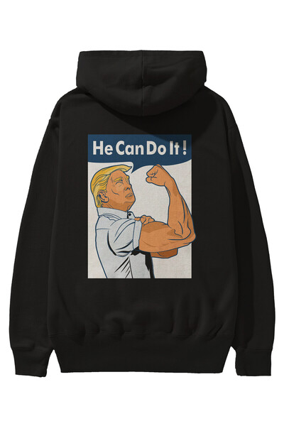 Ankhises On to može da uradi Trump nazad Štampano crna Oversize kroj Sa kapul...