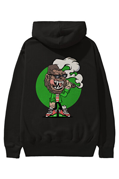 Ankhises Gorilla Smoker Back Štampano Crna Oversize kroj Sa kapuljačom Dukser...