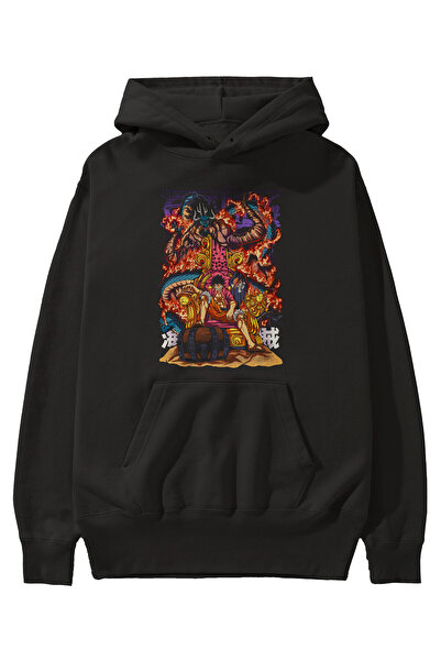 Ankhises MONKEY D. LUFFY 1 Anime Front Štampano Crna majica sa kapuljačom Ove...
