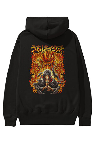 Ankhises NARUTO ITACHI UCHIHA Anime majica sa kapuljačom, crna, velika, sa ot...