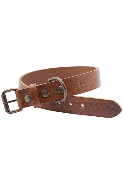 Bakani Leather Kişiye Özel Köpek İsimli Boyun Tasması, Hakiki Vejetal Deri, Dayanıklı Malzeme, Paslanmaz Çelik