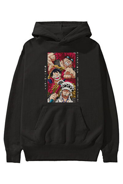 Ankhises SUPER NOVAS jednodijelni anime front Štampano crna kapuljača Oversiz...