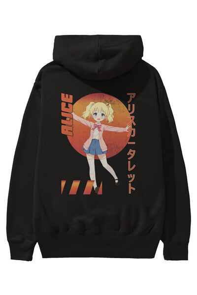 Ankhises Alice Cartelet 15 Аніме з принтом на спині Чорний оверсайз худі з ка...