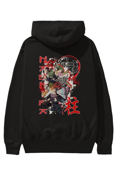 Ankhises DEMON SLAYER SLAYERS Anime Back Štampano Crna Oversize kroj Sa kapul...