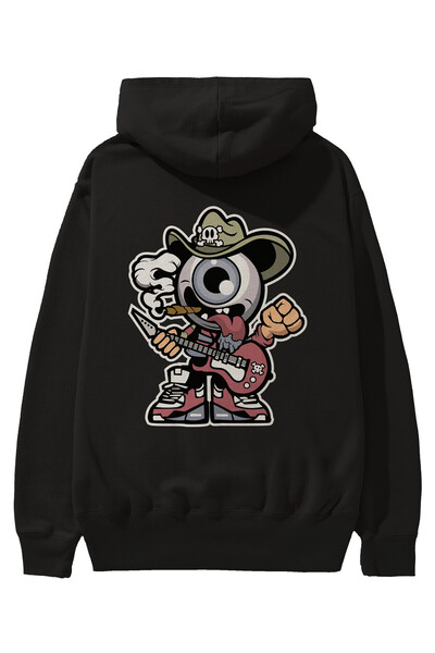 Ankhises Eyeball Rockstar Cowboy Back Štampano Crna Oversize kroj Sa kapuljač...