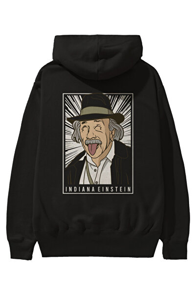 Ankhises Indiana Jones - Einstein Back Štampano Crna Oversize kroj Sa kapulja...