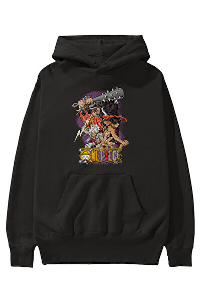 Ankhises ONE PIECE (6) Anime Front Štampano Crna majica sa kapuljačom Oversiz...