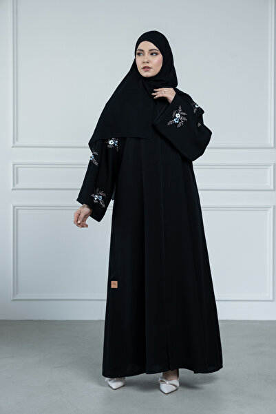 LAVİNİA Lavinia women's abaya with rose sleeve embroidery, Internet fabric