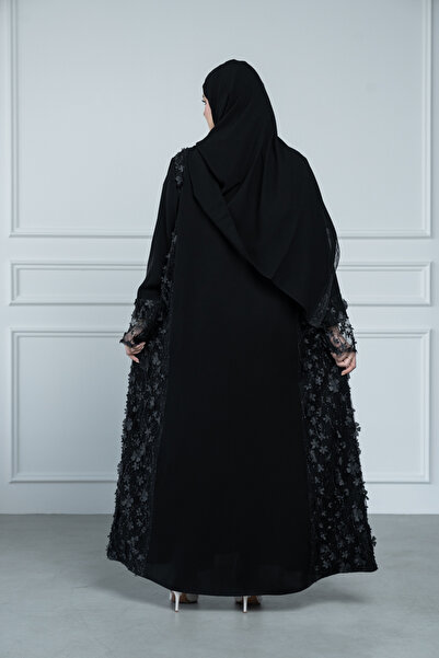 LAVİNİA Lavinia women's abaya, embroidered with Internet fabric, with tulle sides