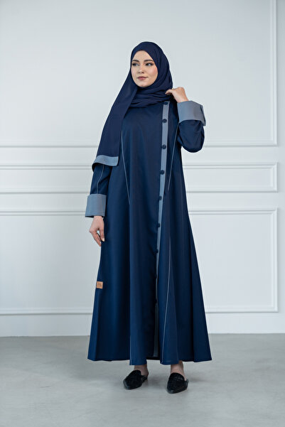 LAVİNİA عبايه نسائيه من لافينيا أزرار قماش كريب ميني منت ربع كلوش