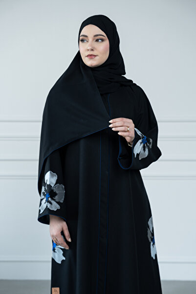 LAVİNİA Lavinia women's abaya with rose embroidery, crepe miniature fabric