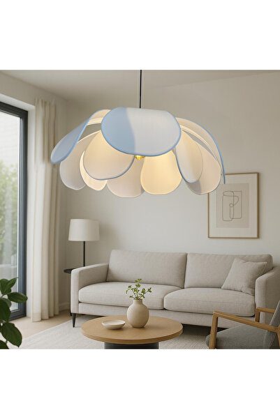 burenze Modern Tasarım White Orchid Çiçek Sarkıt Avize Boheme Beyaz Kumaş Salon Oturma Odası Mutfak Avizesi