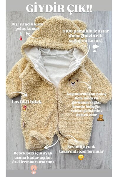 Minizade Wellsoft Plush Unisex Zippered Full Lined Winter Baby Sleeping Bag Baby Jumpsuit Children's Jumpsuit