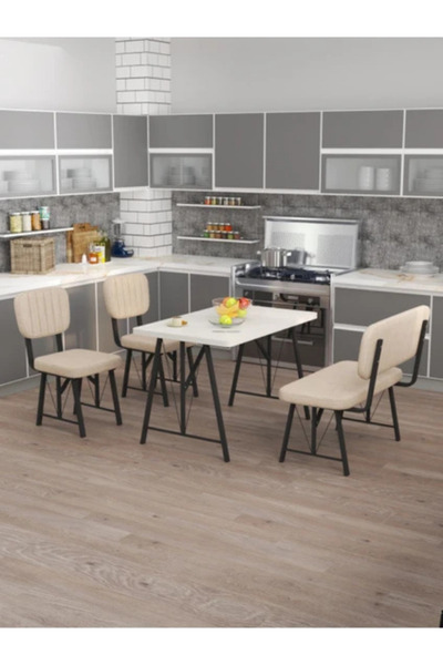 Desire Yeften Masă de bucătărie albă 70x110, set masă de bucătărie, masă de sufragerie, 2 scaune 1 bancă