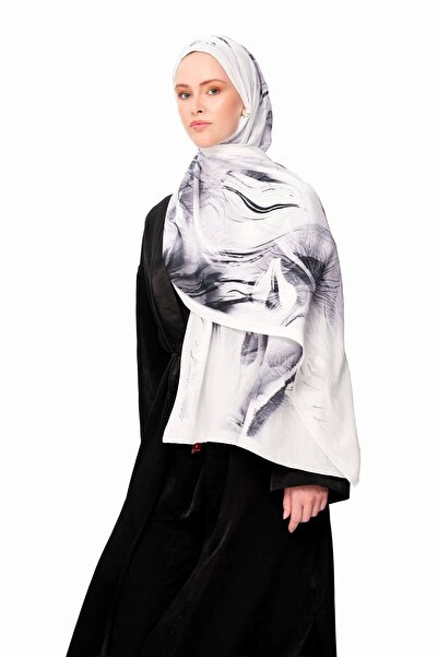 MOISCARF Florence Dream Zero Weight Patterned Shawl White