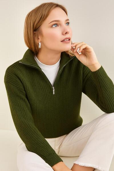 NewCabin New Season Women's Half Zip Rib Knitwear Sweater